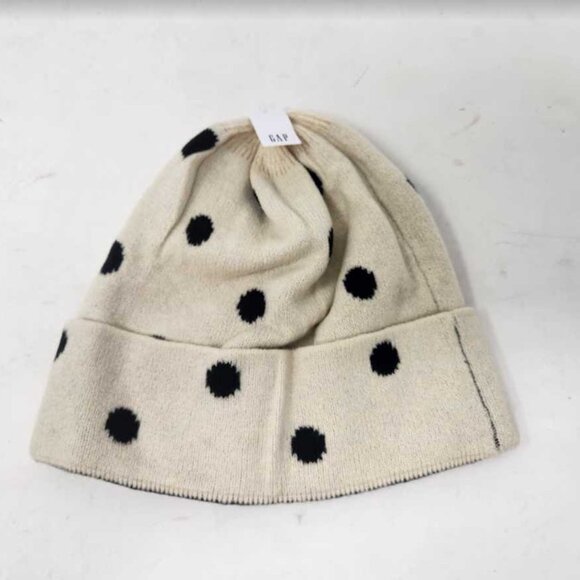New women's Gap beanie in white / black polka dot - Picture 1 of 4